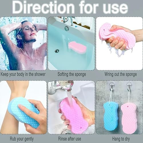 Tokyo Mart Skin Exfoliator, Body Scrubber Exfoliator Mitt, Exfoliating Body & Face Dead Skin Remover, Exfoliating Women & Men Washcloth (Sponge C)