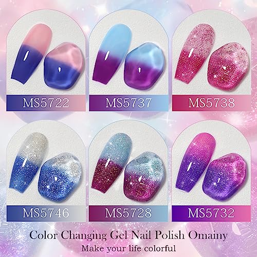 Gel Nail Polish Set -Color Changing Gel Nail Polish Set Purple Blue Pink Red Laverder Wind Red Black Color Changing Gel Polish Soak Off UV LED Thermal Temperature Art (8PC003)