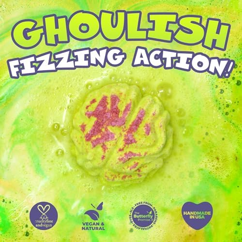 Zombie Brain Bath Bombs- 6-Pack Bath Bombs for Boys Girls- Halloween Gifts for Kids- Fun Boo Basket Stuffers for Kids - Natural, Child-Safe Ingredients - No Choking Hazard, No Dyes-16.8oz