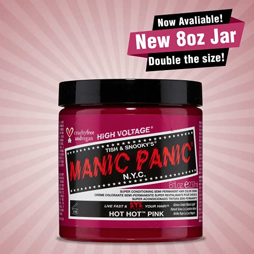 MANIC PANIC Classic Hot Hot Pink Semi Permanent Hair Color - Neon Pink Hair Dye for Women & Men That Lasts 4-6 Weeks - Vegan, Ammonia & Cruelty-Free - Create & Mix Custom Shades (8oz)