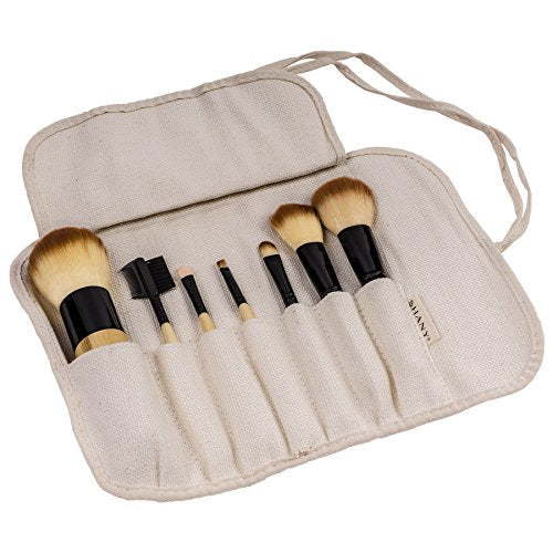 SHANY Bamboo Brush Set with Premium Synthetic Hair, Bamboo Handles and Cotton Pouch