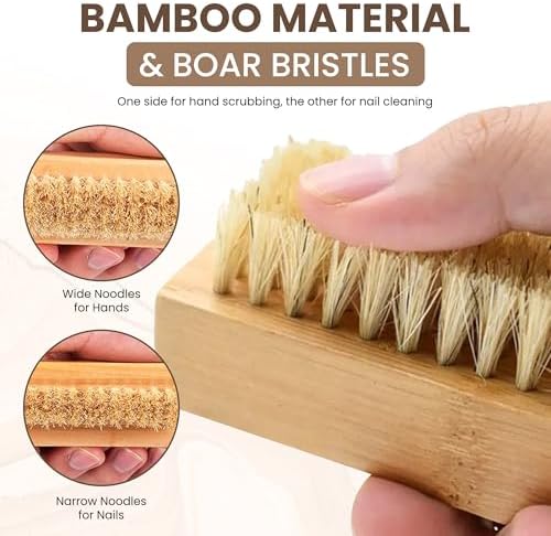 Wooden Bath Brush Set - Detachable Dry Body Brush, Natural Face Exfoliator, Facial Scrubbing Brush, Anticellulite Massager, Massaging Cellulite Remover, Cleaning Nail Brushing