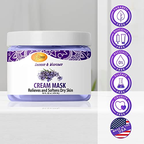 SPA REDI - Body and Foot Cream Mask, Lavender and Wildflower, 16 Oz - Pedicure Massage for Tired Feet and Body, Hydrating, Fresh Skin - Infused with Hyaluronic Acid, Amino Acids, Panthenol