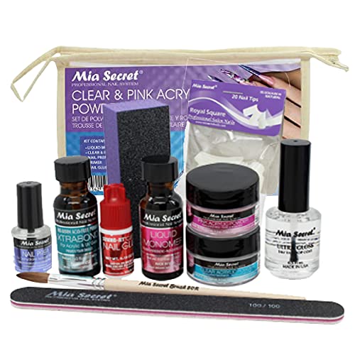 Mia Secret Acrylic Nail Kit - Beginner's Set With Pink & Clear Acrylic Powder - Complete Starter Kit