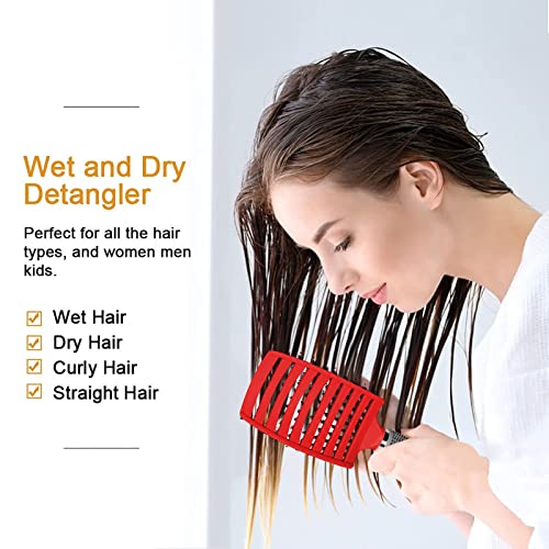 Detangling Brush, Curved and Vented for Wet or Dry Detangling Hair Brush for Men, Women & Kids’ Long, Thick, Thin, Curly & Tangled Hair (Colorful)