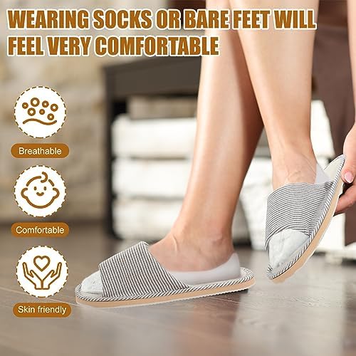 Suhine 12 Pairs House Slipper for Guests Open Toe Spa Slippers Non Slip Indoor Comfortable Breathable Home for Travel Guests Hotel Home Bedroom Unisex