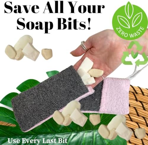 Evelots Soap Saver Sponge with Pocket - 3 Pack Terrycloth Plus Exfoliating Side for Cleansing Bar Soap -No More Wasted Soap Bits -Includes Sponge and Rope
