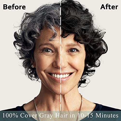 Fvquhvo Instant Black Hair Shampoo, Hair Color Shampoo for Gray Hair, Black Hair Dye Shampoo 3 in 1, Shampoo Hair Dye & Champu Para Canas, Colors in Minutes, Easy to Use, 16.90 Fl Oz