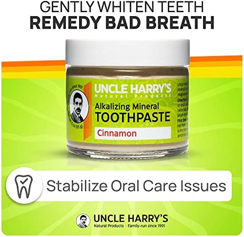Uncle Harry's Cinnamon Remineralizing Toothpaste | Natural Whitening Toothpaste Freshens Breath & Promotes Enamel | Vegan Fluoride Free Paste (4 pack)