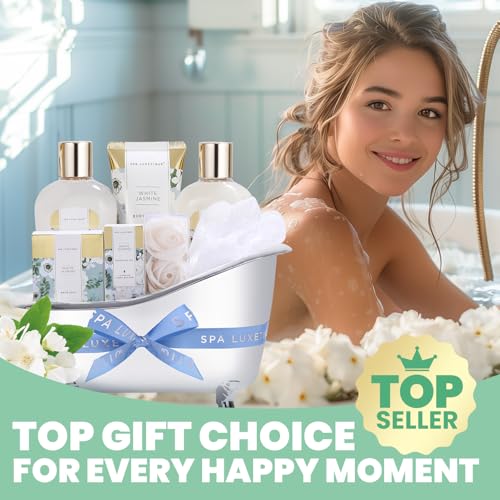 Spa Gifts for Women Jasmine 8 Pcs Spa Luxetique Gift Baskets with Hand Cream Spa Gifts for Women Bath and Body Christmas Gifts