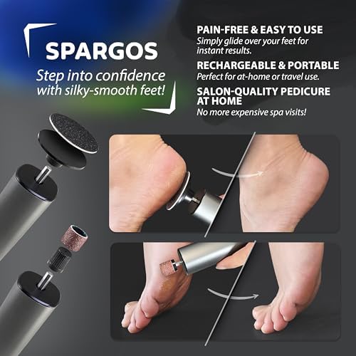 Electric Foot Callus Remover Rechargeable - Black Electric Foot Filer with 9 Speed Settings, Type-C Charging, and 60 Sanding Discs for Smooth Skin - Callus Remover for Feet