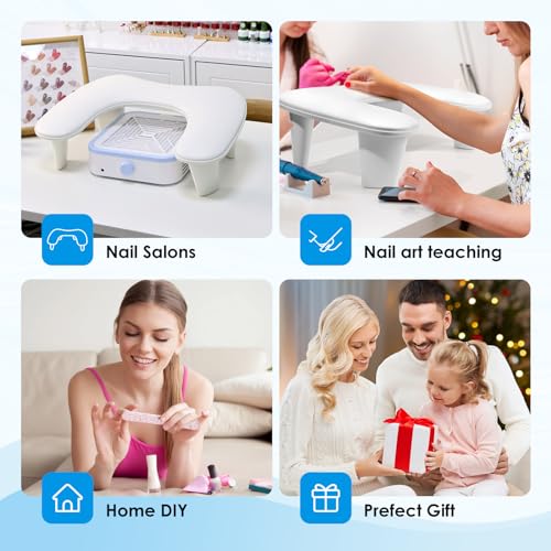 LIONVISON Arm Rest for Nails Tech U Shaped - Comfortable Manicure Nail Hand Rest Pillow Cushion, Nail Armrest Stand for Acrylic Nail Art Tech, Quick Installation, White