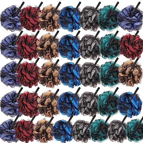 Sunnyray 36 Pcs 50g Bath Shower Loofah Sponge Bamboo Charcoal Shower Ball Body Scrubber Exfoliating Bath Sponge Bath Mesh Pouf for Women and Men Soothing Face and Body Exfoliator, 6 Color