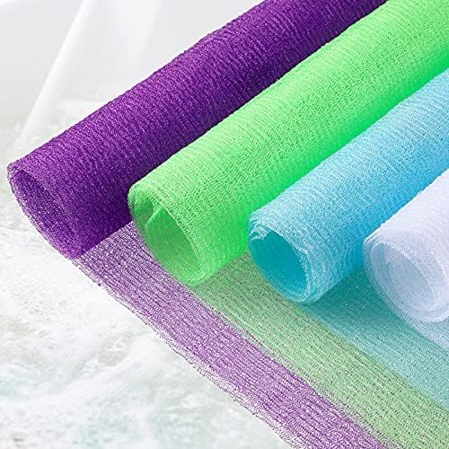 Tatuo 12 Pack 36 Inch Exfoliating Bath Cloth Towel African Net Sponge Extra Long Nylon Korean Bath Towel Japanese Shower Cleaning Sponges for Back Body(12 Color)