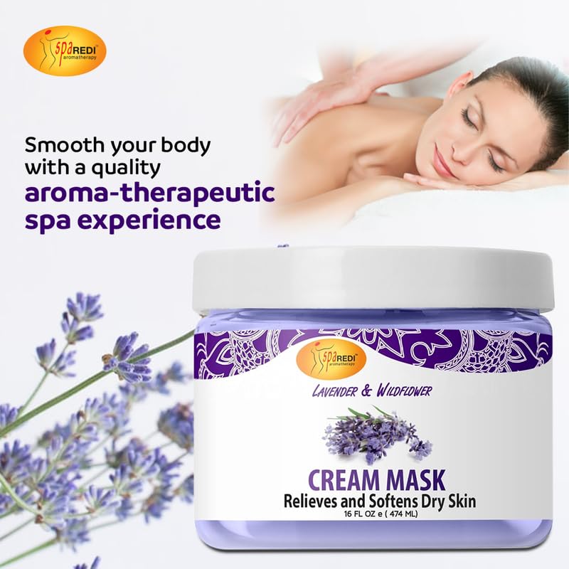 SPA REDI - Body and Foot Cream Mask, Lavender and Wildflower, 16 Oz - Pedicure Massage for Tired Feet and Body, Hydrating, Fresh Skin - Infused with Hyaluronic Acid, Amino Acids, Panthenol