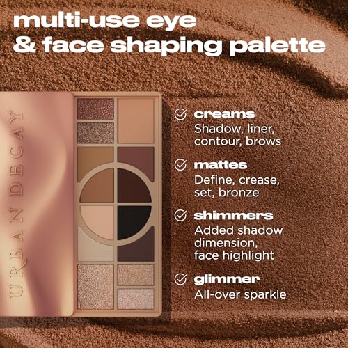 URBAN DECAY Naked Shaped Eyeshadow Palette - Multi-Use Warm-Toned Neutral Eye & Face Palette, 14 Crease-Resistant & Transfer-Resistant Shades, Up to 16 HR Wear, Sculpting Creams, Defining Powders