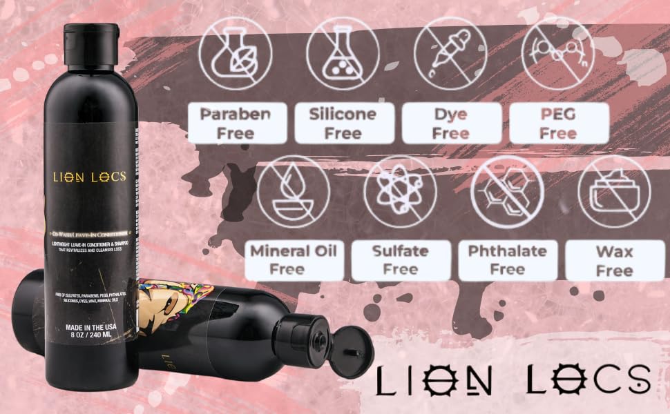Lion Locs Shampoo and Conditioner for Dreads, Sisterlocks, Locks, & Dreadlocks | Lightweight Vegan Co Wash (8oz)