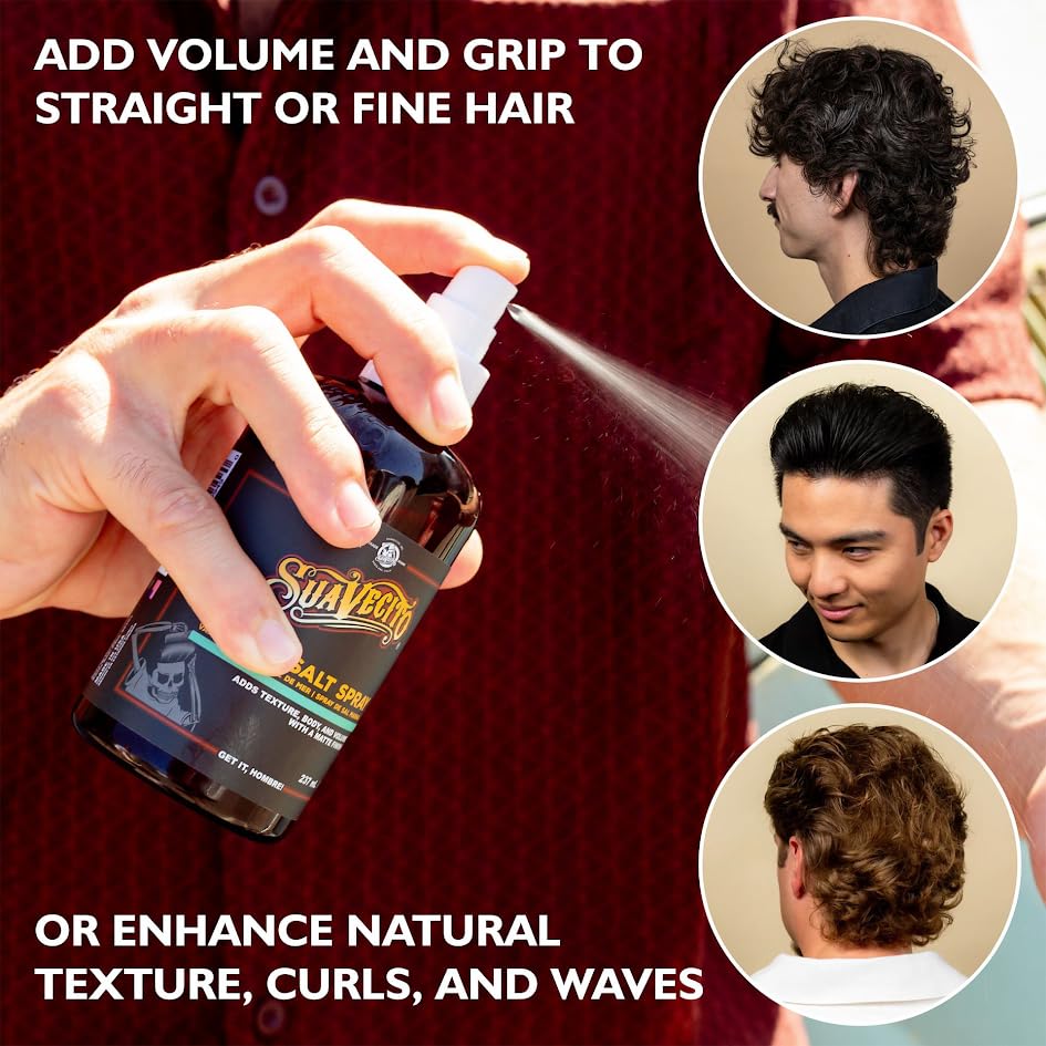 Suavecito Sea Salt Spray - Natural Hair Volume and Texture with Light Flexible Hold for Men, Alcohol & Paraben-Free, 8 oz