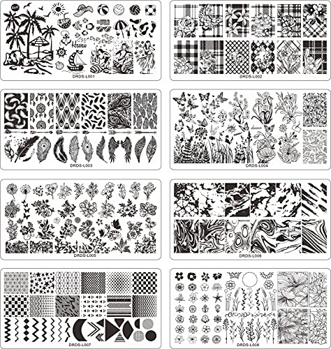 VNC 21 Pcs Nail Stamp Plates Set 16 Plate 2Stamper and 2 Scraper 1storage Bag Nails Art Stamping Plate Scraper Stamper Set Leaves Flowers Animal Nail Plate Template Image Plate Set