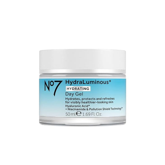 No7 HydraLuminous+ Hydrating Day Gel Moisturizer - Hyaluronic Acid and Vitamin B3 Niacinamide Face Moisturizer to Hydrate, Protect & Refresh Skin - Supports Skin Barrier Repair (1.69 Fl Oz)