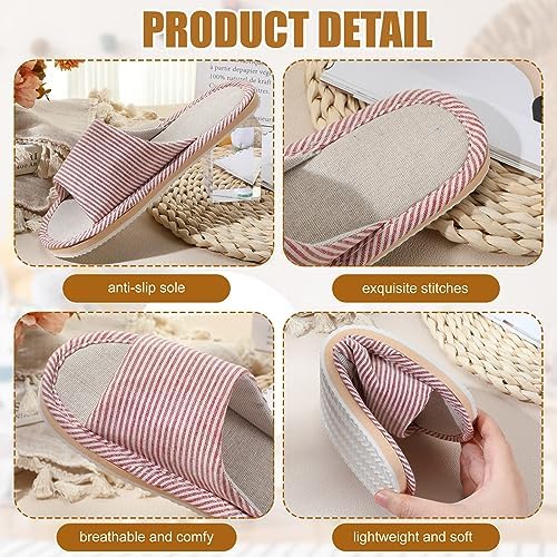 Suhine 12 Pairs House Slipper for Guests Open Toe Spa Slippers Non Slip Indoor Comfortable Breathable Home for Travel Guests Hotel Home Bedroom Unisex