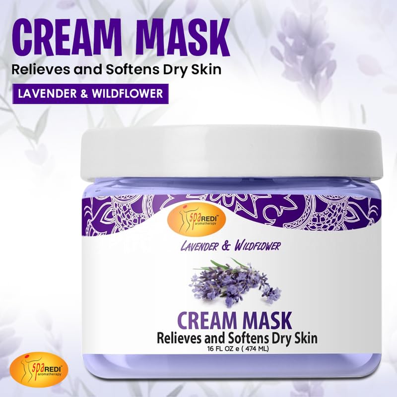 SPA REDI - Body and Foot Cream Mask, Lavender and Wildflower, 16 Oz - Pedicure Massage for Tired Feet and Body, Hydrating, Fresh Skin - Infused with Hyaluronic Acid, Amino Acids, Panthenol