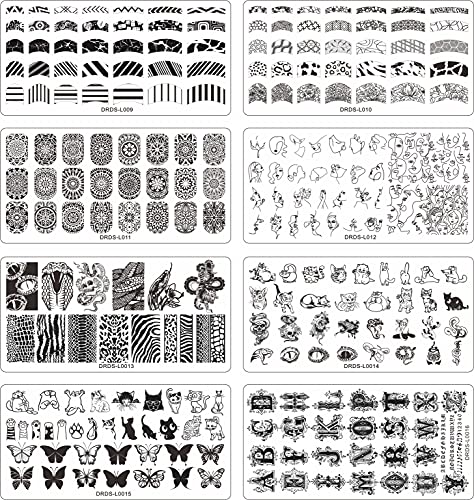 VNC 21 Pcs Nail Stamp Plates Set 16 Plate 2Stamper and 2 Scraper 1storage Bag Nails Art Stamping Plate Scraper Stamper Set Leaves Flowers Animal Nail Plate Template Image Plate Set