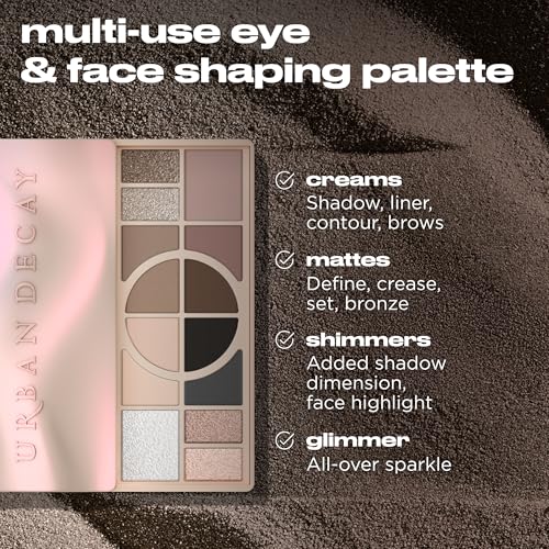 URBAN DECAY Naked Shaped Eyeshadow Palette - Multi-Use Cool-Toned Neutral Eye & Face Palette, 14 Crease-Resistant & Transfer-Resistant Shades, Up to 16 HR Wear, Sculpting Creams, Defining Powders