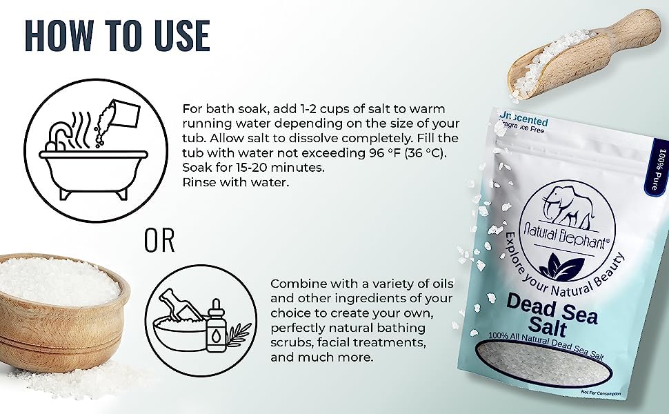 Natural Elephant Dead Sea Bath Salt | 19 Pounds Bulk Bag | 100% Natural and Pure | Coarse Grain | Ideal for Baths and Soaks