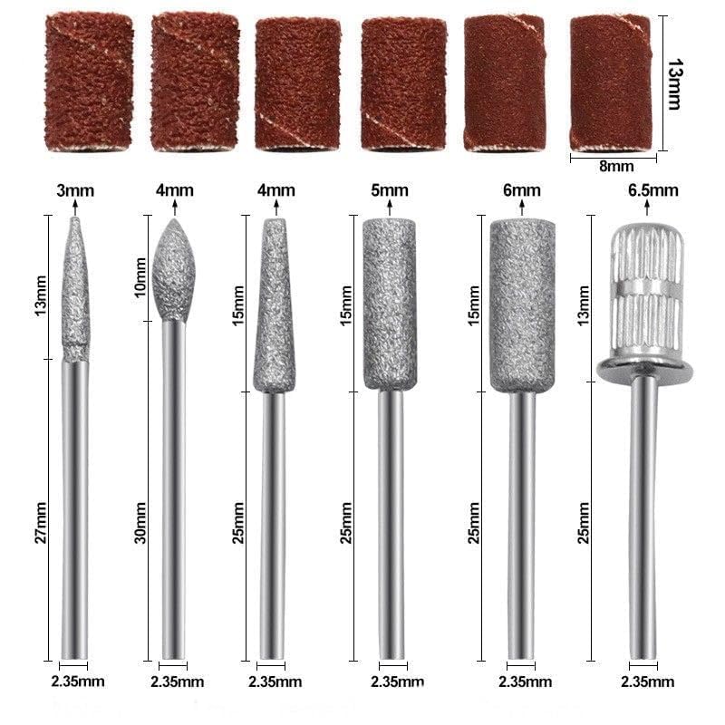 SIGNI 6Pc Nail Drill bits Set,Professional Nail Art Tools Set for Acrylic Art,Manicure & Pedicure Crystal Nail Files, Nail Drill Bits, Sanding Bands Perfect for Nail Salons & Beauty (Standard, 1)