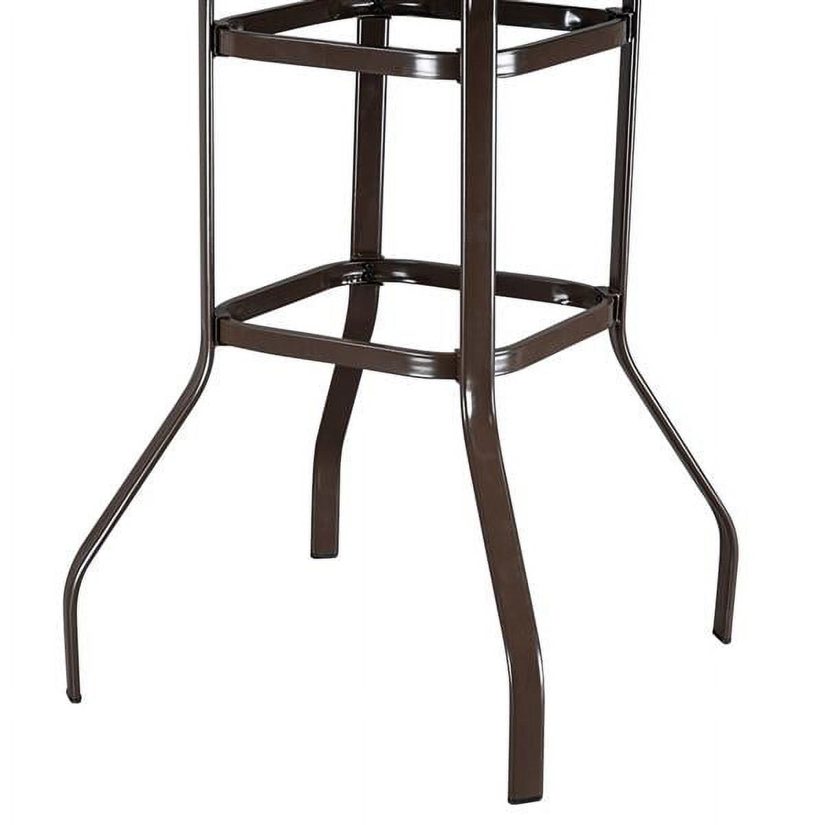 Matte Brown Iron Outdoor Bar Table, 31.5" Square Black Tempered Glass Top, Double-Ring Reinforced, for Home/Bar/Restaurant