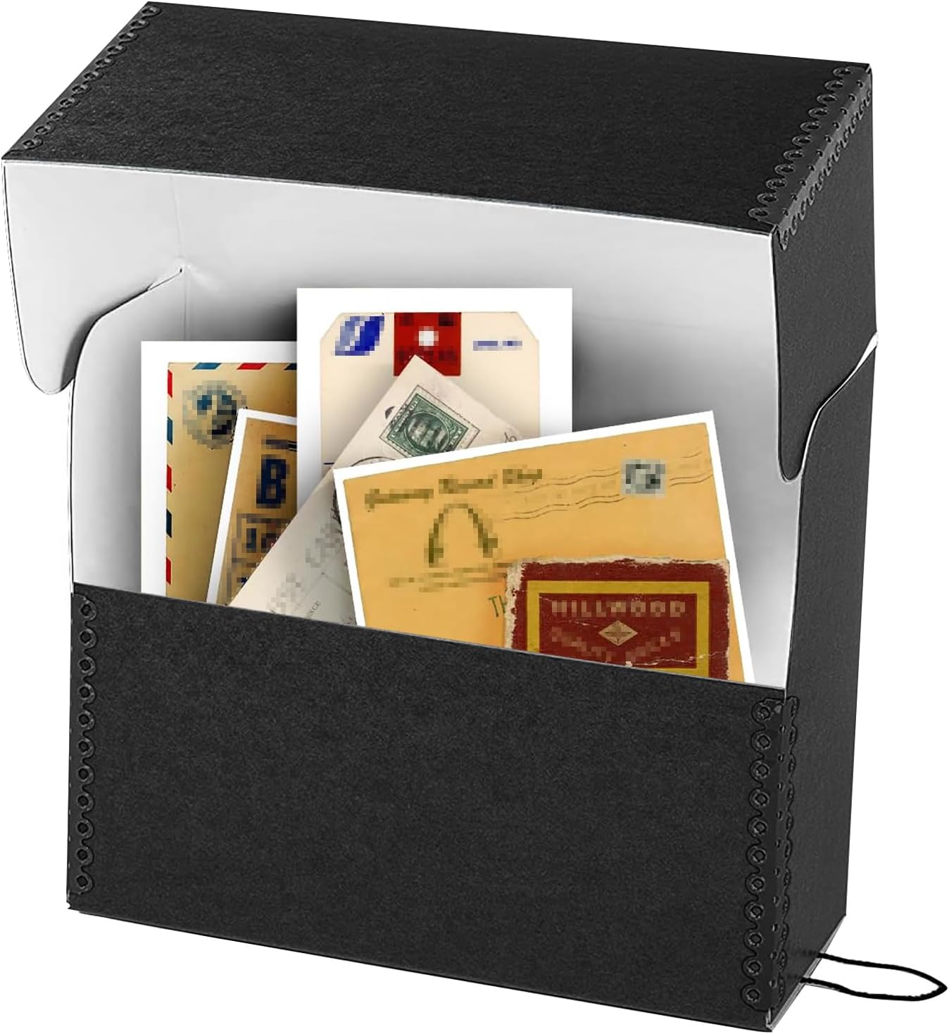Lineco Archival Document Storage Box with Metal Edge, Acid-Free Black Boxboard, Organize and Store Files, Prints, Photos, Letter-Sized Case 12.5" x 10.5" x 5" Wide