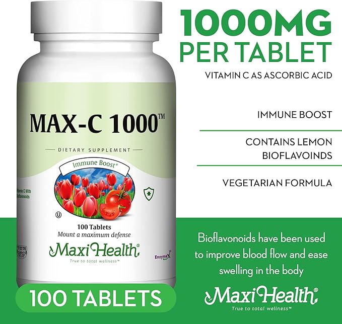 1000 mg Vitamin C - 1000mg Tablets Ultra High Absorption Formula - Gluten Free Kosher Dietary Non GMO Vitamin C Supplement for Immune Support - VIT C Vitamin C Tablets from Ascorbic Acid, 100 Count