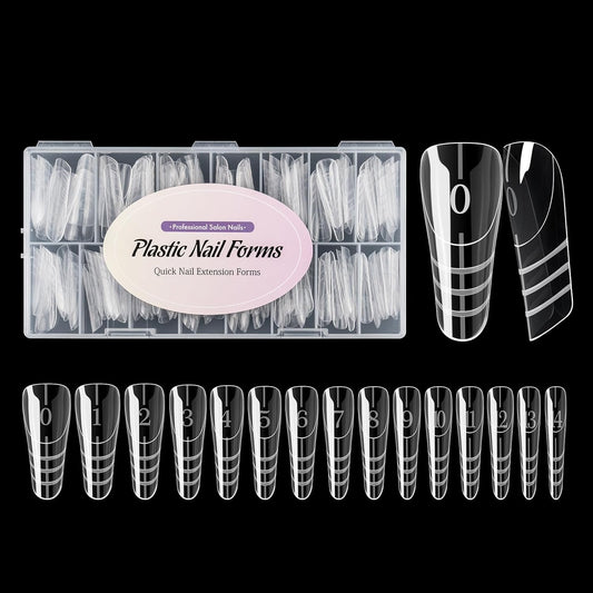 NMKL38 150PCS Dual Nail Forms 15 Sizes Extension Poly Nail Gel Full Cover Nail Molds With Scale Nail Art Design