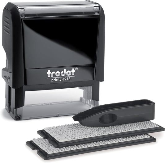 Trodat Printy 4912 Self Inking Do it Yourself (DIY) 4 line Personalized Custom Message or Address Stamp kit with Black Ink, Impression Size: 3/4” x 1-7/8” inch (Black)