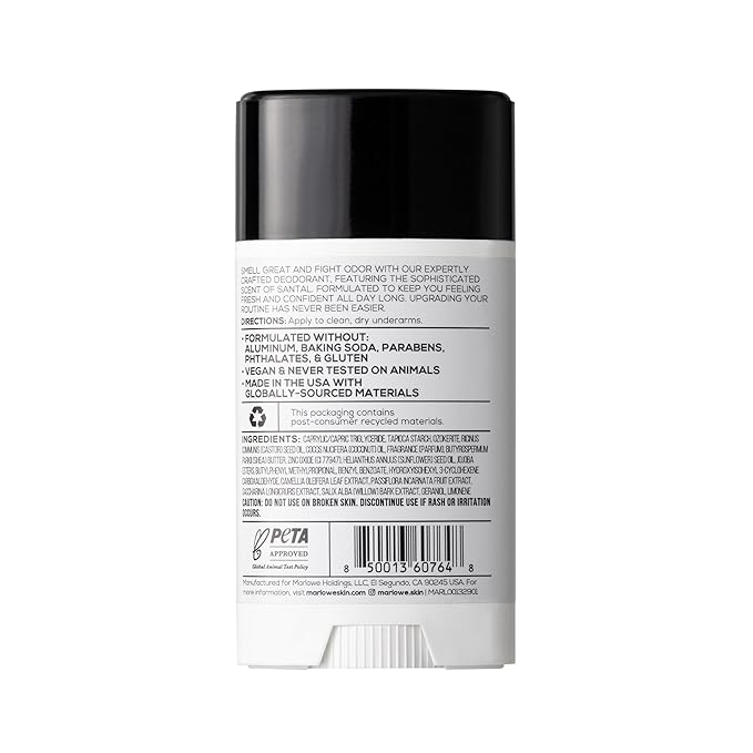 No.024 Mens Santal Deodorant 2.5 oz (3pack), Natural Deodorant for Men, Aluminum Free Stick, Made with Coconut Oil, Shea Butter & Jojoba, Warm Amber, Sandalwood & Citron Scent