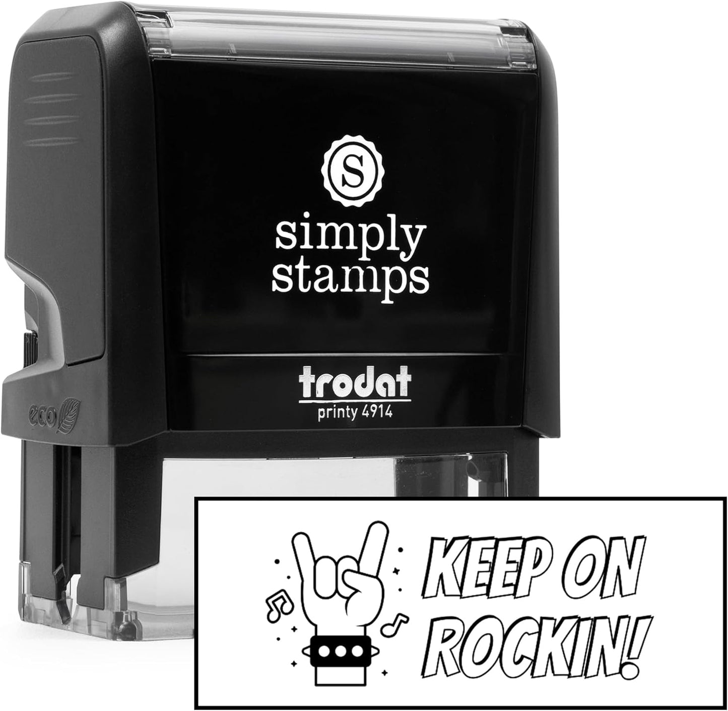 Custom Large Self-Inking Book Stamps | 49 Fun Phrases | Grading Made Easy | Classroom, Library & Book Stamps (Keep on Rockin!)