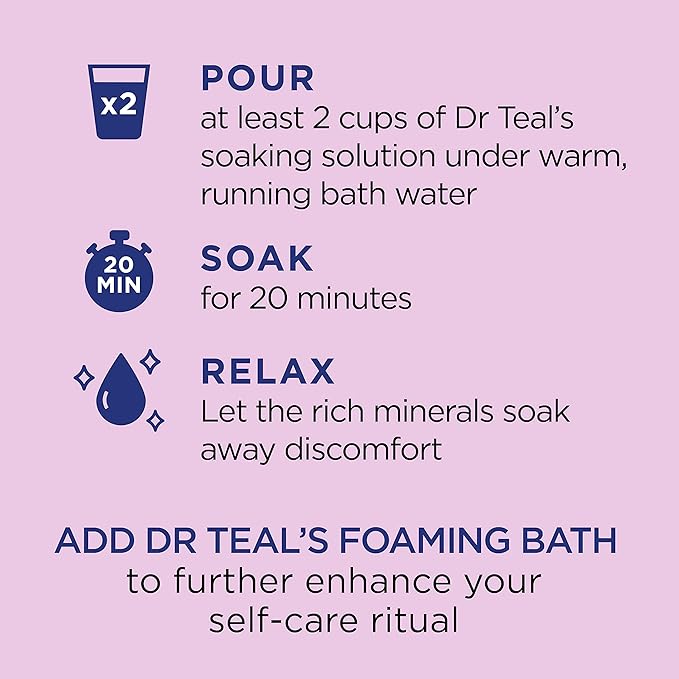 Dr Teal's Epsom Salt Magnesium Soak, Black Elderberry with Vitamin D, 3 lbs (Pack of 4)
