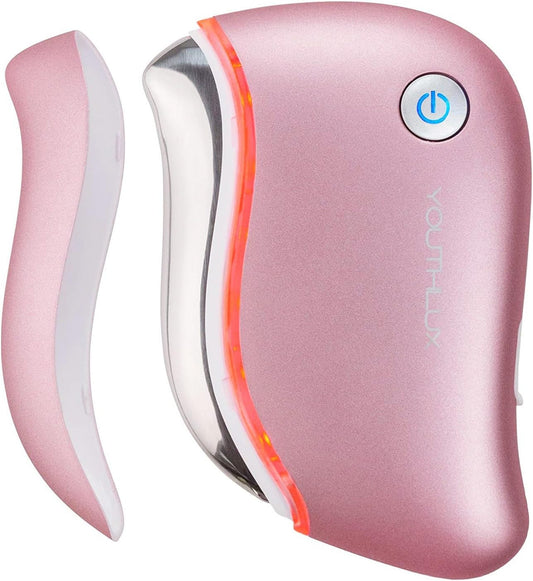 ProSculpt Heated Gua Sha Facial Massager – Electric Guasha Tool for Face Sculpting, Relaxation & Skincare | Soothing Vibration Facial Massage Tool with Contoured Design (Rose Gold)
