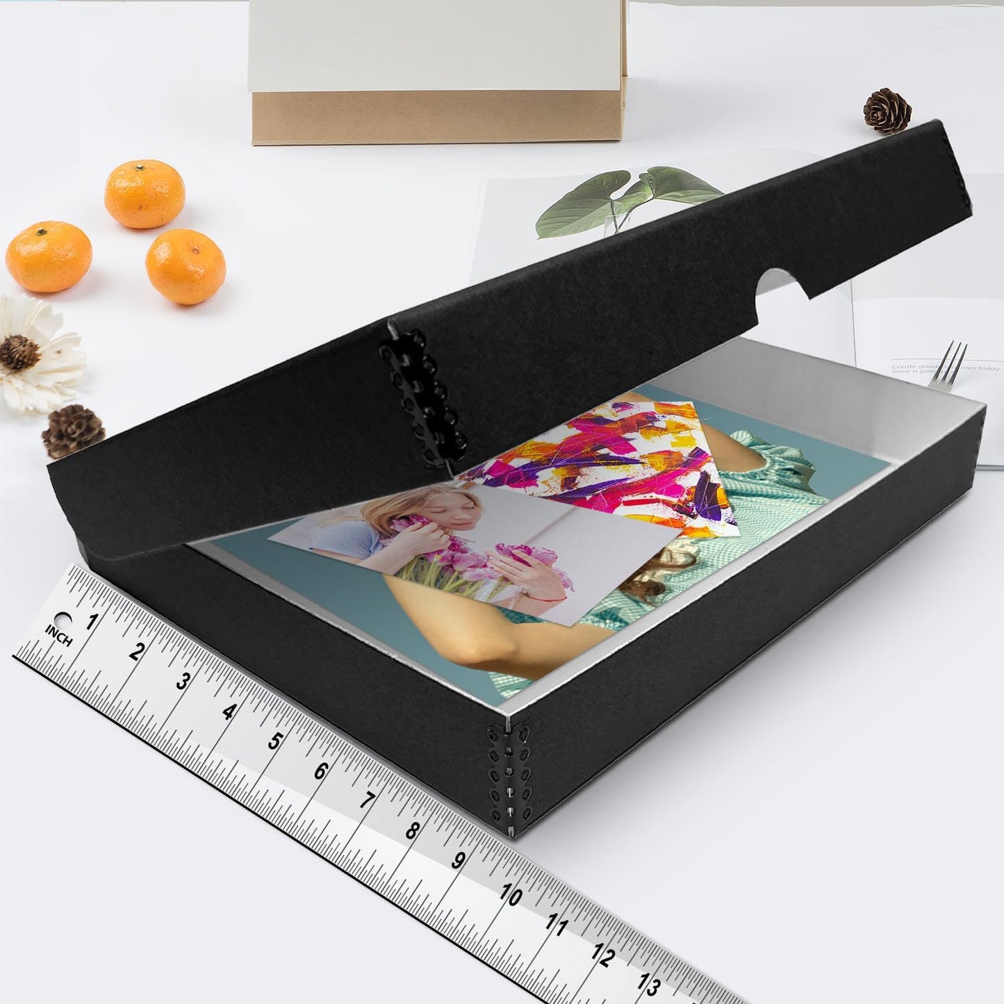 Lineco 9x12 Black Clamshell Archival Folio Storage Box, Acid-Free with Metal Edge. Preserves Photos Longevity, Organize Documents, Crafts. (Pack of 2)