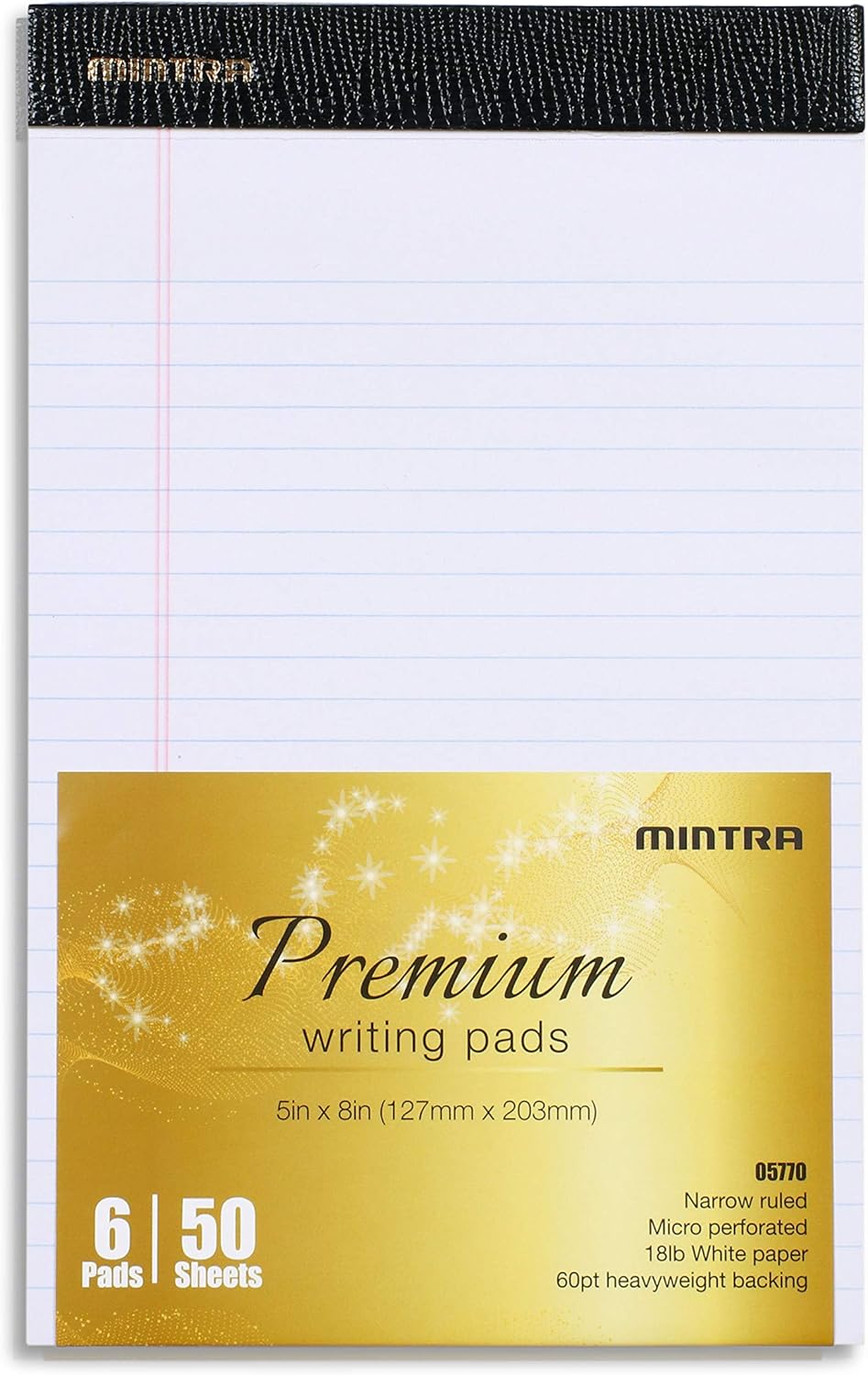 Mintra Office Legal Pads - ((PREMIUM WHITE 6pk, 5in x 8in, NARROW RULED))