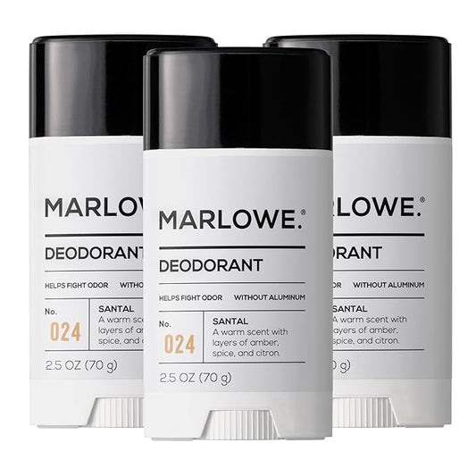 No.024 Mens Santal Deodorant 2.5 oz (3pack), Natural Deodorant for Men, Aluminum Free Stick, Made with Coconut Oil, Shea Butter & Jojoba, Warm Amber, Sandalwood & Citron Scent