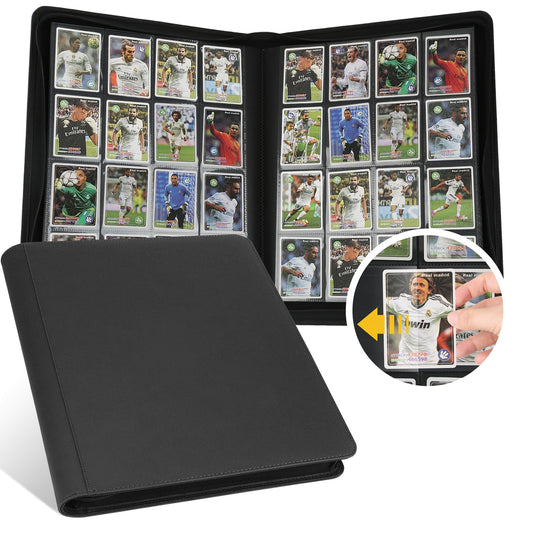 Trading Card Binder 16 Pocket, GERMUN PU Cover Card Binder for 1000+ Cards, Premium Trading Card Holder Folders, Double Sided Pocket Card Album for MTG, TCG (Black)
