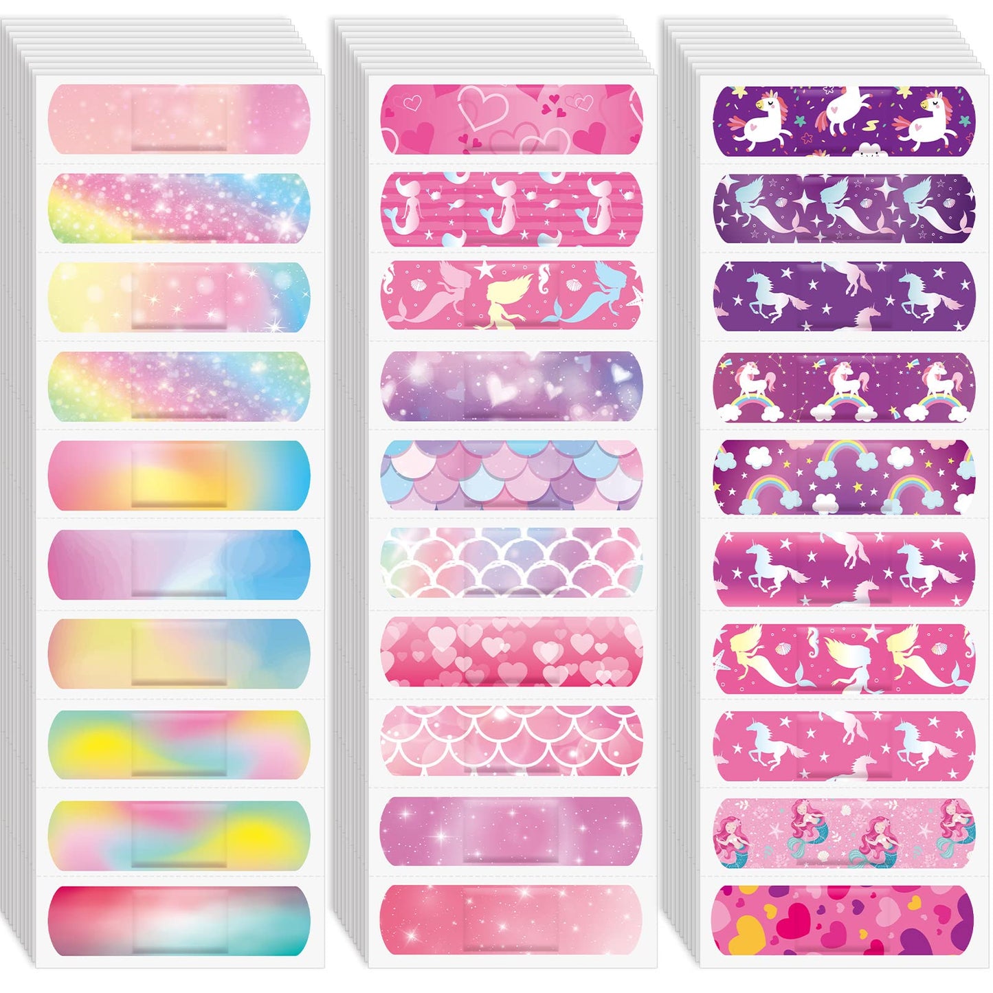 120 Pcs Kids Bandages Bulk Cute Cartoon Flexible Bandages Waterproof Breathable Bandages Strip Protect Cuts and Scrapes for Girls Boys Children Toddlers (Romantic Style)