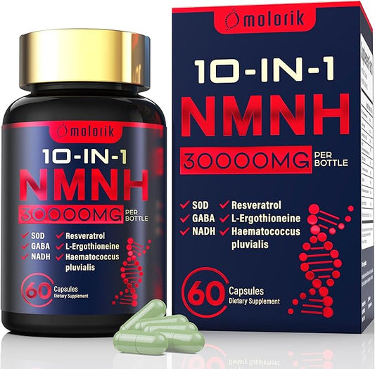 NMNH (Dihydronicotinamide Mononucleotide), 1000mg Per Serving NAD High Purity Supplement Alternative, Capsules Gluten Free, Non-GMO, for Anti-Aging, Energy, Focus - 052