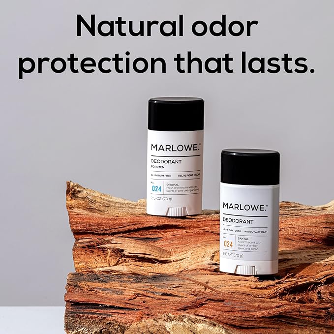No. 024 Natural Deodorant for Men 3-Pack | Aluminum Free Stick | Made with Coconut Oil, Shea Butter, Jojoba | Only No-Nonsense Ingredients that Work Best | Fresh & Woodsy Scent