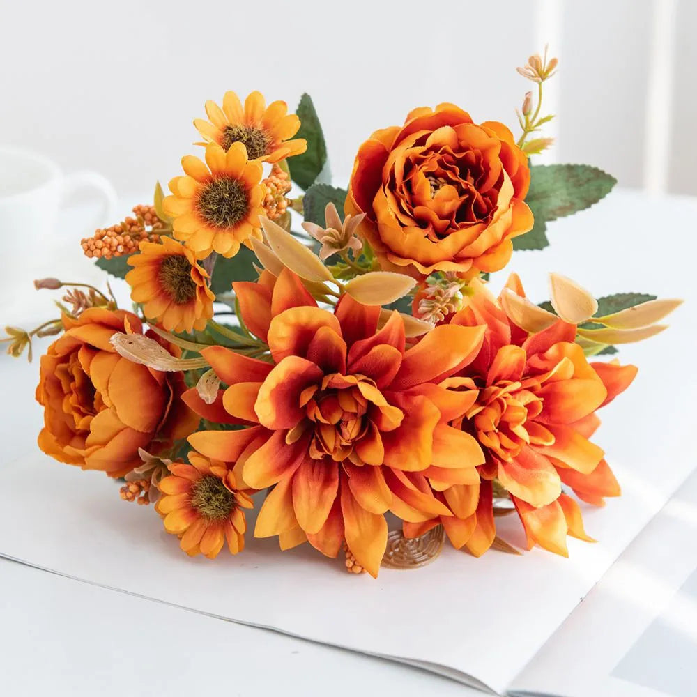 1Pc Artificial Silk Dahlia Rose Daisy