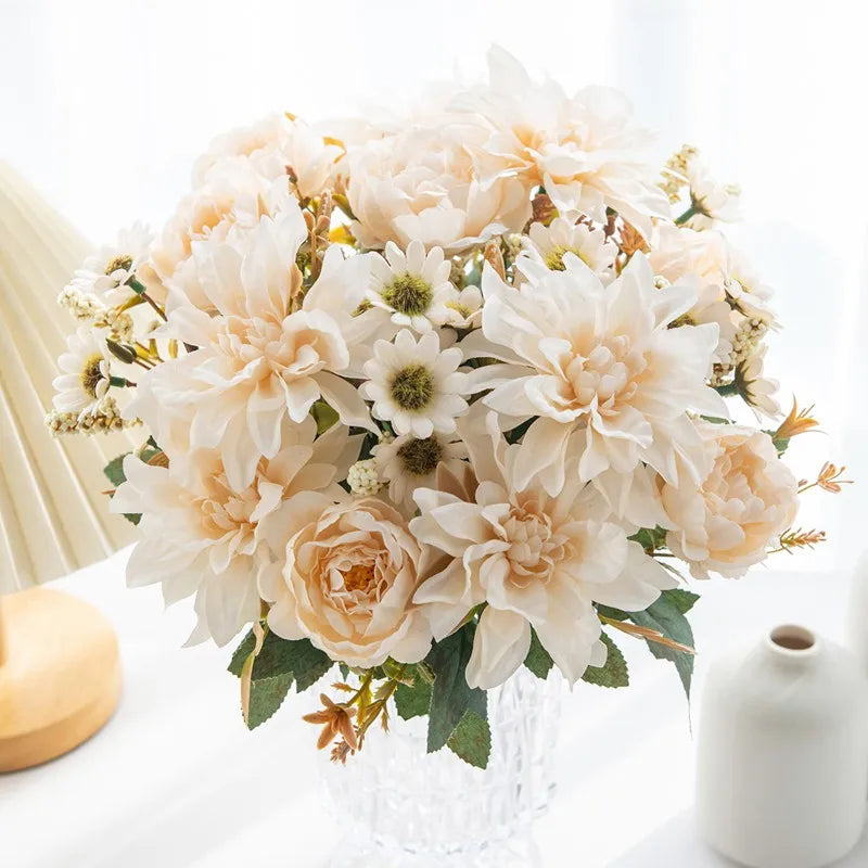 1Pc Artificial Silk Dahlia Rose Daisy