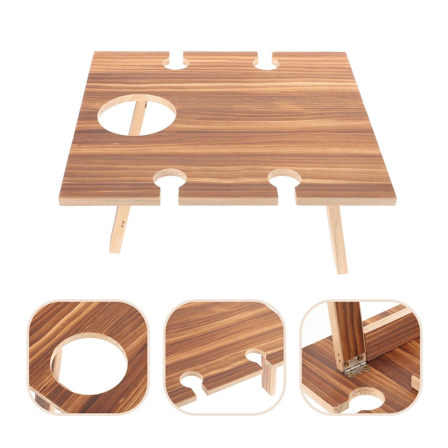 Worgeous 1Pcs Portable Picnic Table for Outdoor Use with Goblet Holder and Folding Feature 11.79X9.43X5.11in