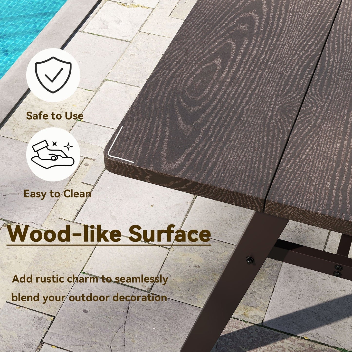 Gymax 59'' x 29.5'' Rectangle Rustproof Patio Dining Table w/ 1.93'' Umbrella Hole